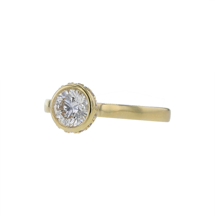 18K Yellow Gold Bezel Set Engagement Ring