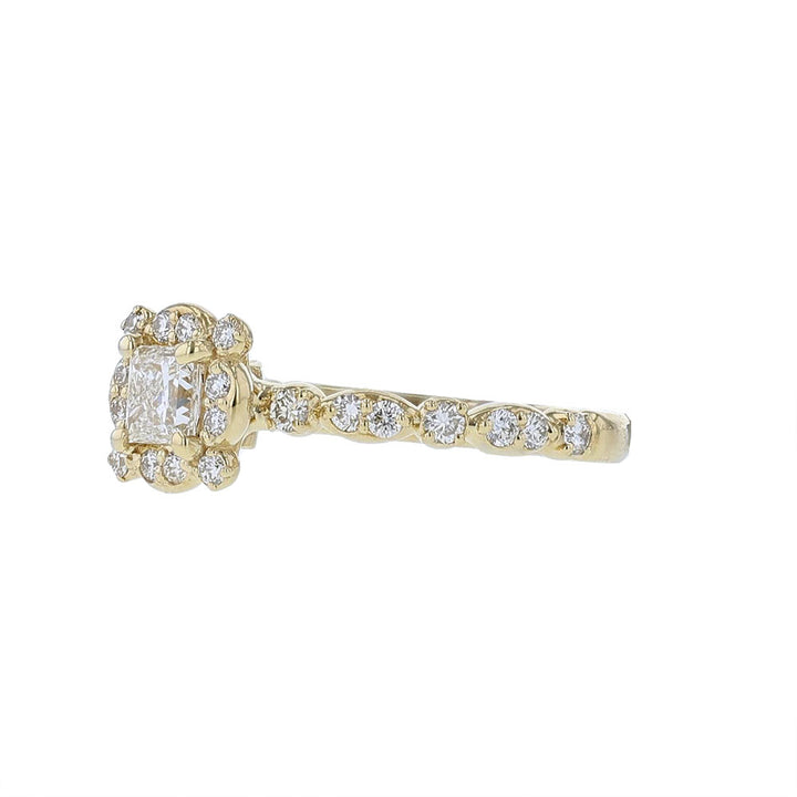14K Yellow Gold Certified Princess Diamond Engagement Ring