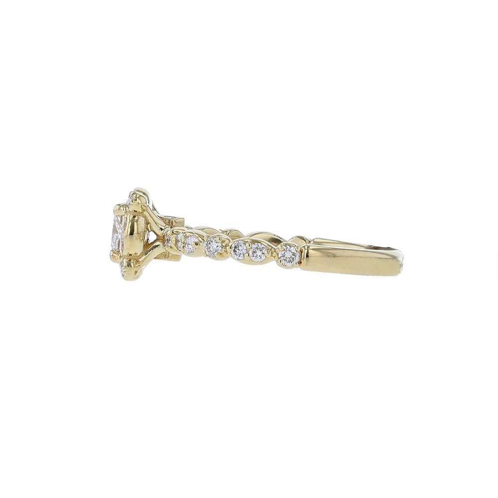 14K Yellow Gold Certified Princess Diamond Engagement Ring