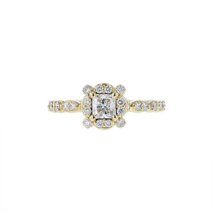 14K Yellow Gold Certified Princess Diamond Engagement Ring