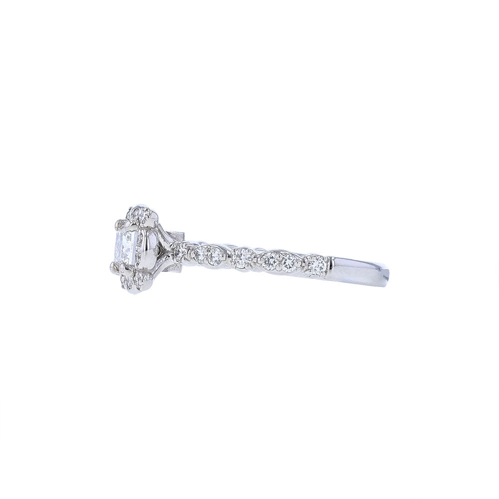 14K White Gold Certified Princess Diamond Engagement Ring