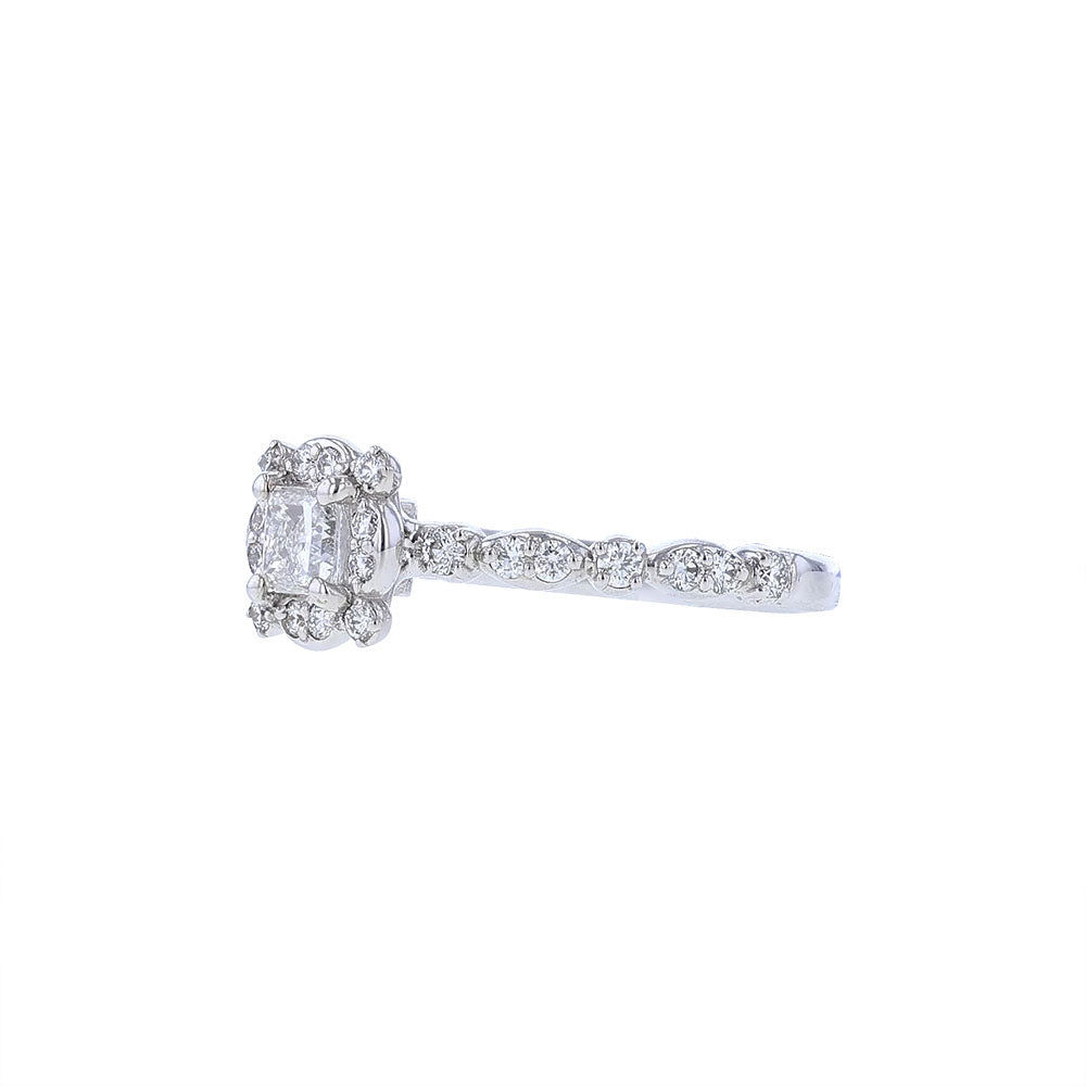 14K White Gold Certified Princess Diamond Engagement Ring
