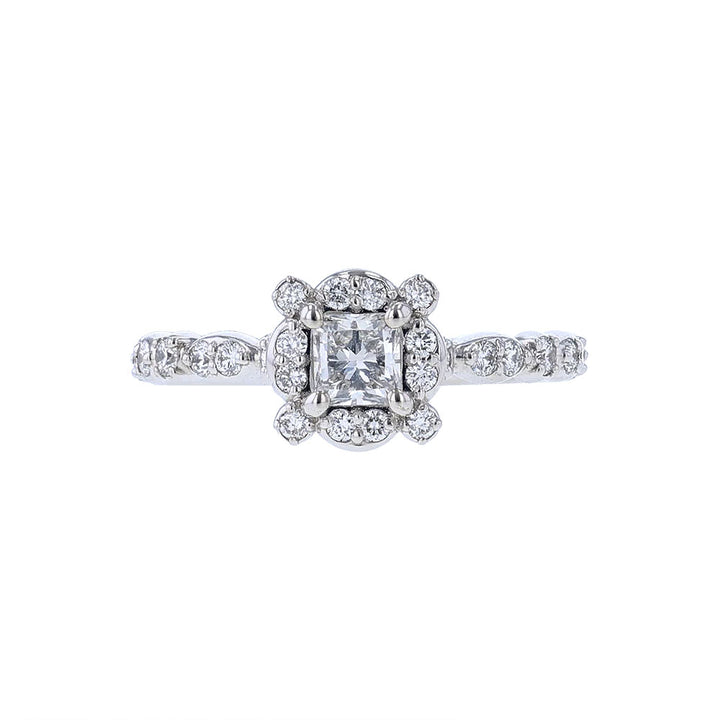 14K White Gold Certified Princess Diamond Engagement Ring