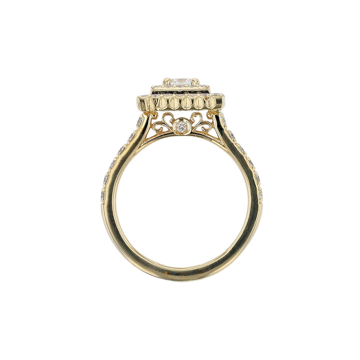 14K Yellow Gold Princess Double Halo Engagement Ring (Copy)