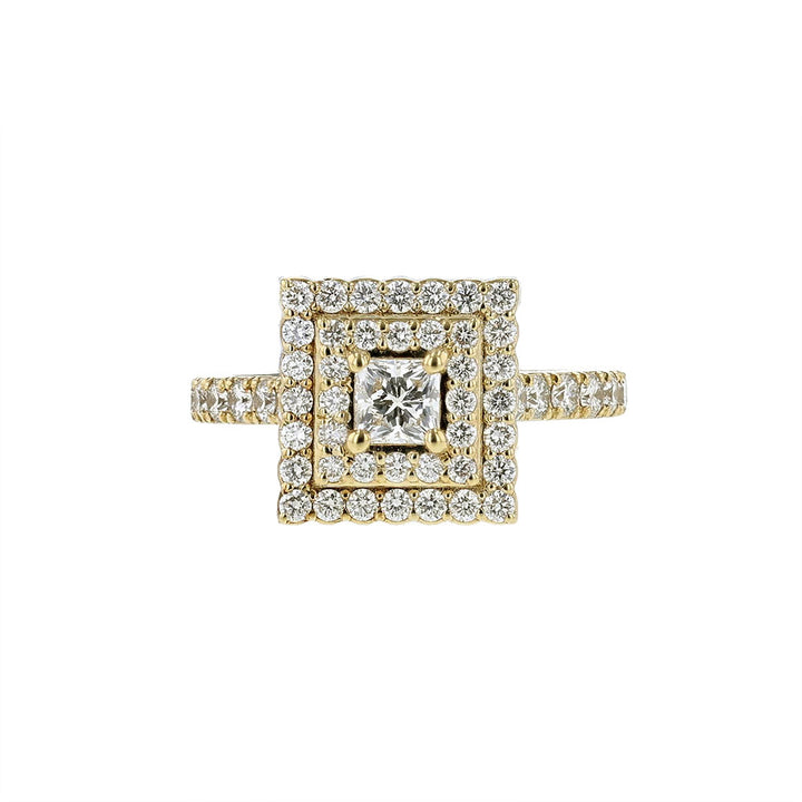 14K Yellow Gold Princess Double Halo Engagement Ring