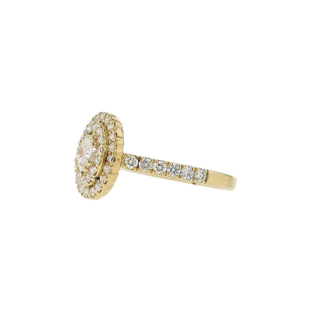14K Yellow Gold Oval Double Halo Engagement Ring
