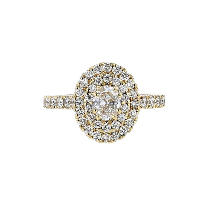 14K Yellow Gold Double Halo Engagement Ring