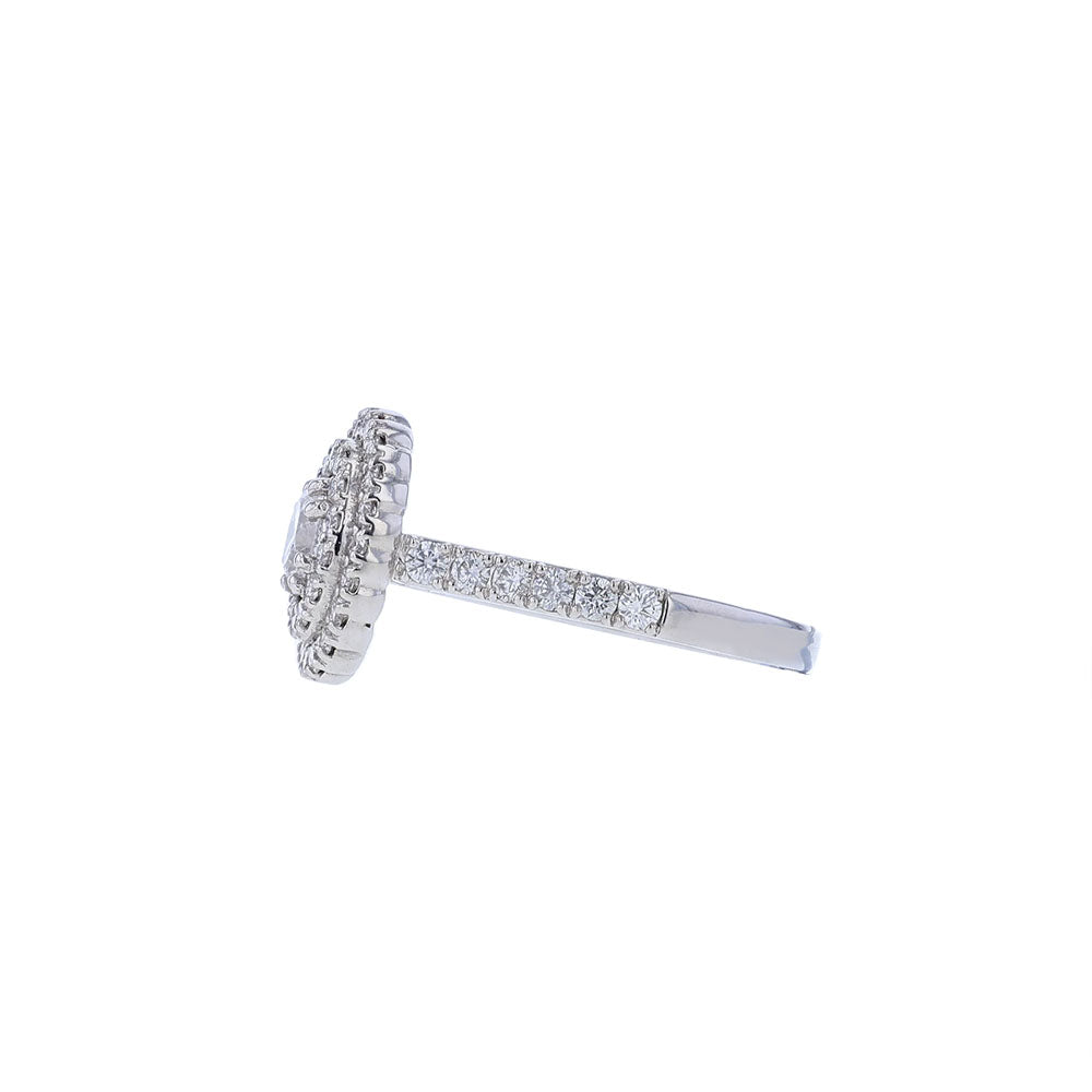 14K White Gold Certified Oval Double Halo Engagement Ring