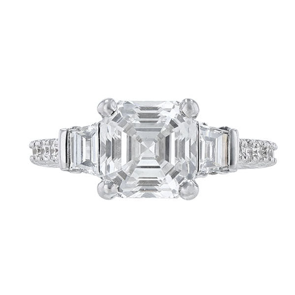14K White Gold Ascher Cut Diamond Ring