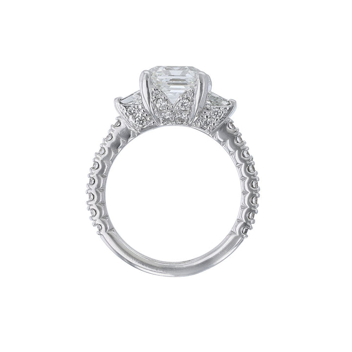 14K White Gold Ascher Cut Diamond Ring