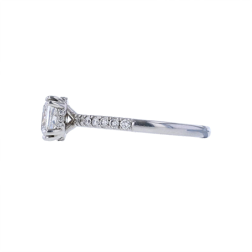 18K White Gold GIA Elongated Cushion Engagement Ring