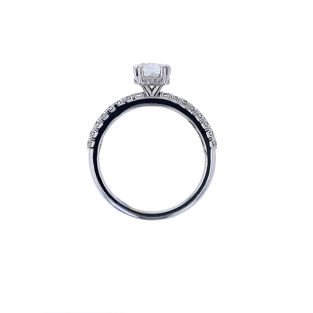 18K White Gold GIA Elongated Cushion Engagement Ring