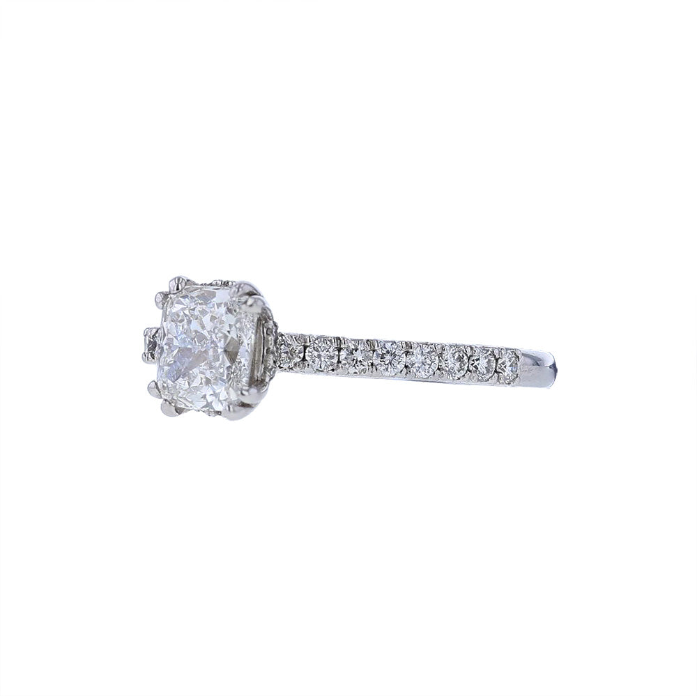 18K White Gold GIA Elongated Cushion Engagement Ring