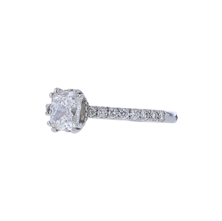 18K White Gold GIA Elongated Cushion Engagement Ring