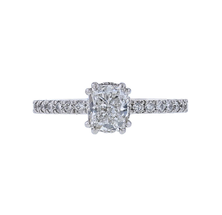 18K White Gold GIA Elongated Cushion Engagement Ring