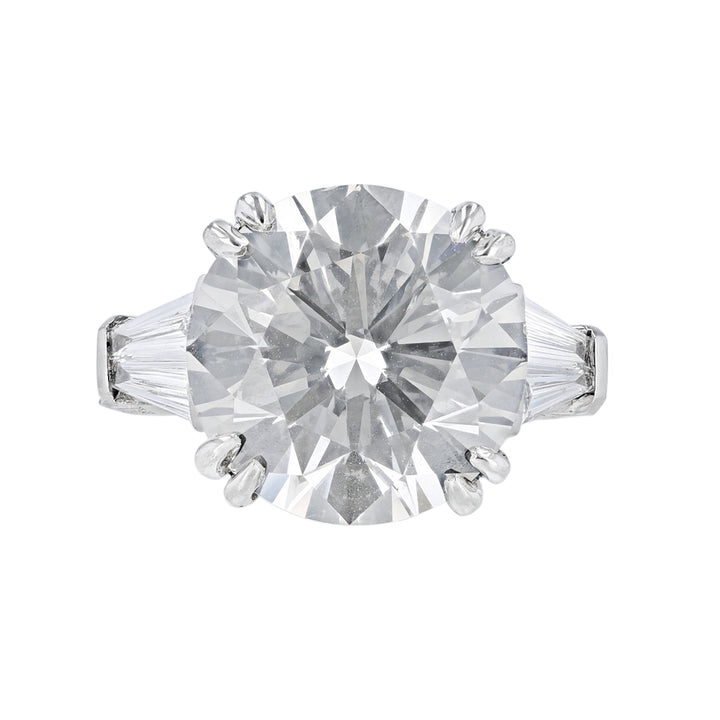 Platinum Round Baguette Diamond Engagement Ring