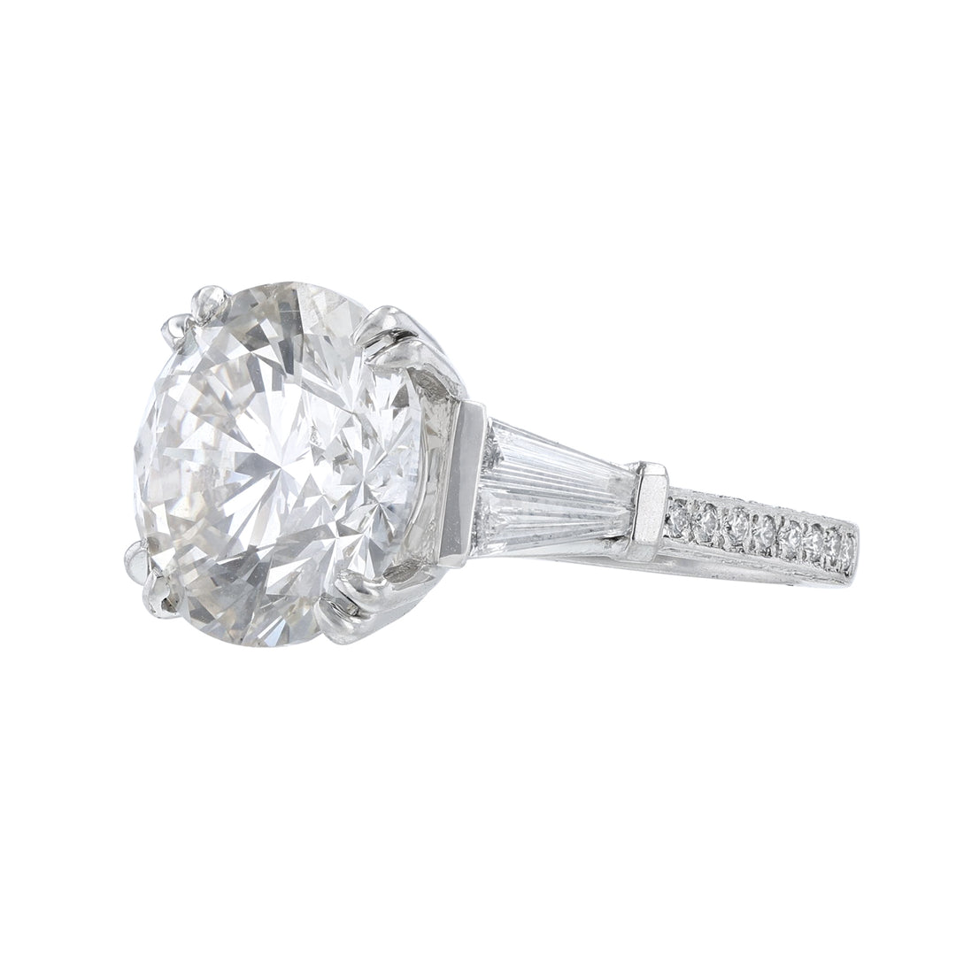 Platinum Round Baguette Diamond Engagement Ring