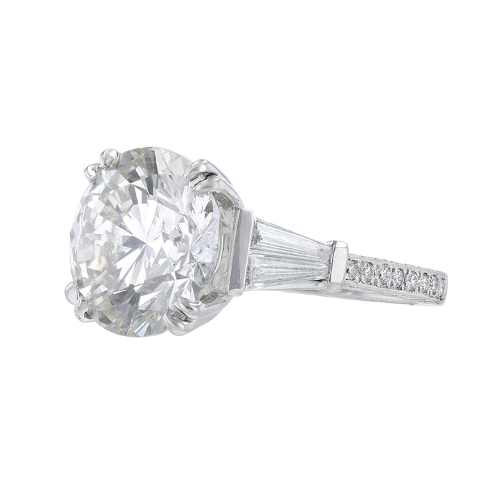 Platinum Round Baguette Diamond Engagement Ring