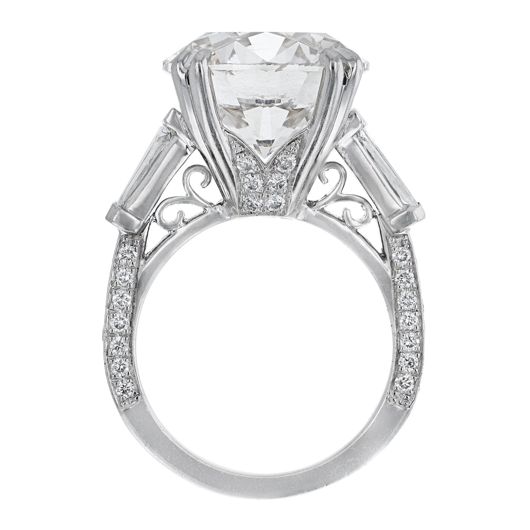 Platinum Round Baguette Diamond Engagement Ring