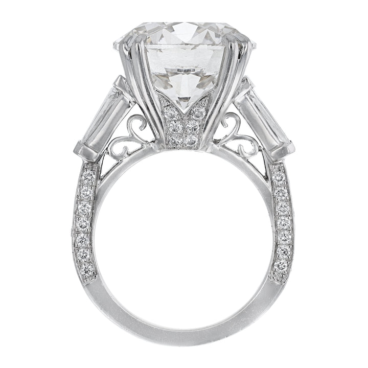 Platinum Round Baguette Diamond Engagement Ring