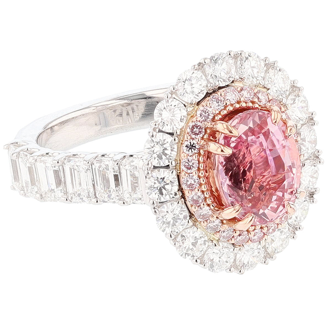 14K Gold Ceylon Padparadscha Sapphire Ring