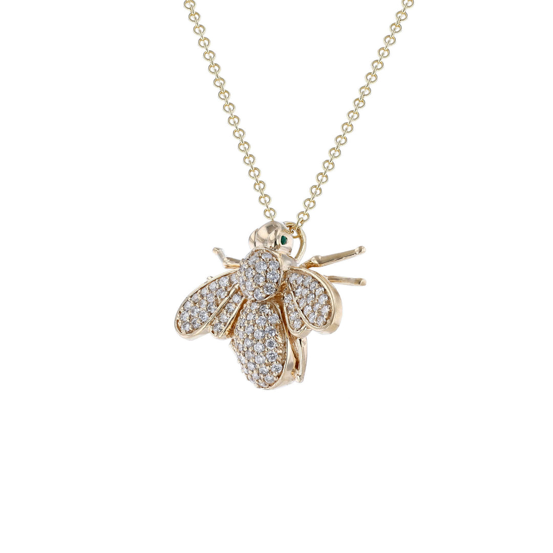 Diamond Bee Pendant Necklace, 1.32ct.