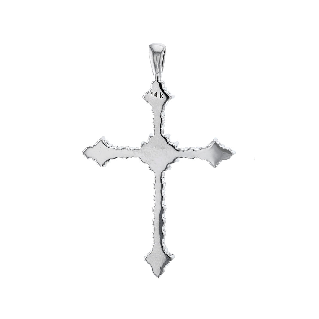 14K White Gold Diamond Cross Pendant, 1.43ct