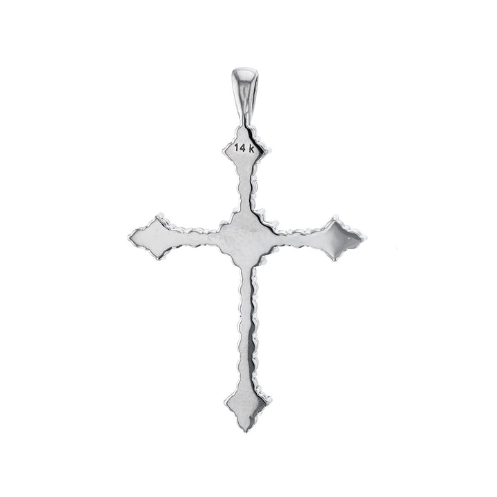 14K White Gold Diamond Cross Pendant, 1.43ct