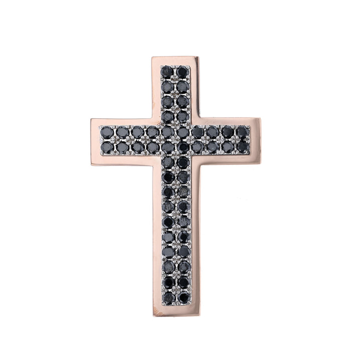 Rose Gold Black Diamond Cross Pendant