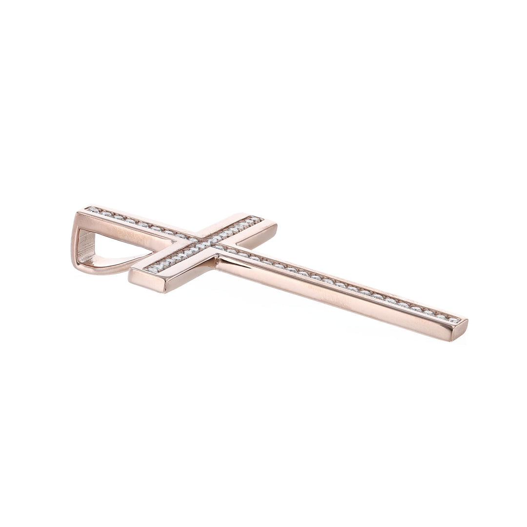 Rose Gold Diamond Cross Pendant, 0.55ct.