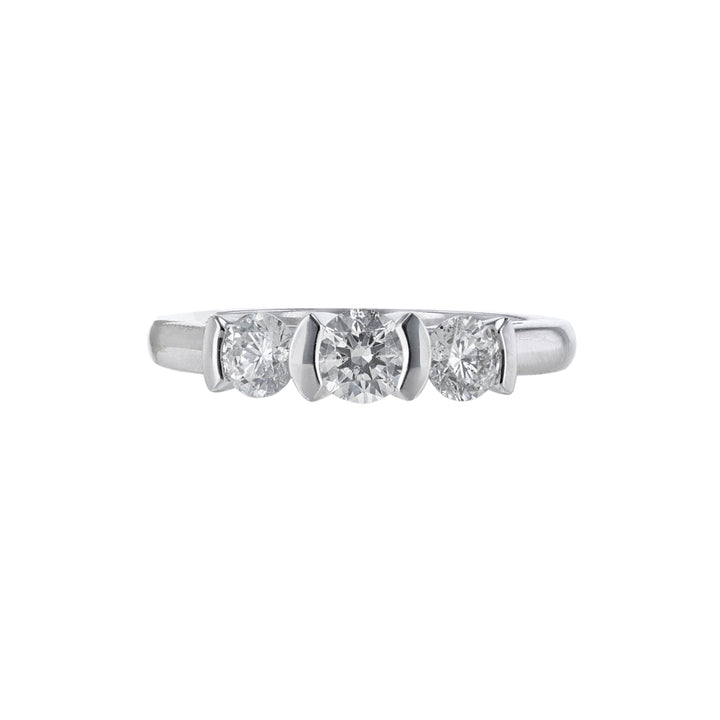 Open Bezel Three Stone Diamond Ring, 0.92ct.