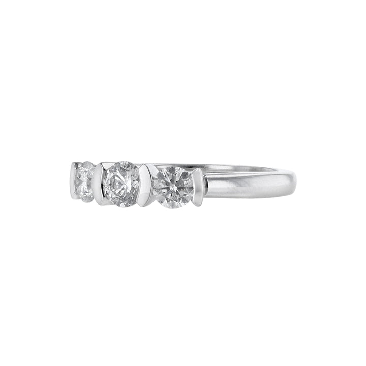 Open Bezel Three Stone Diamond Ring, 0.92ct.