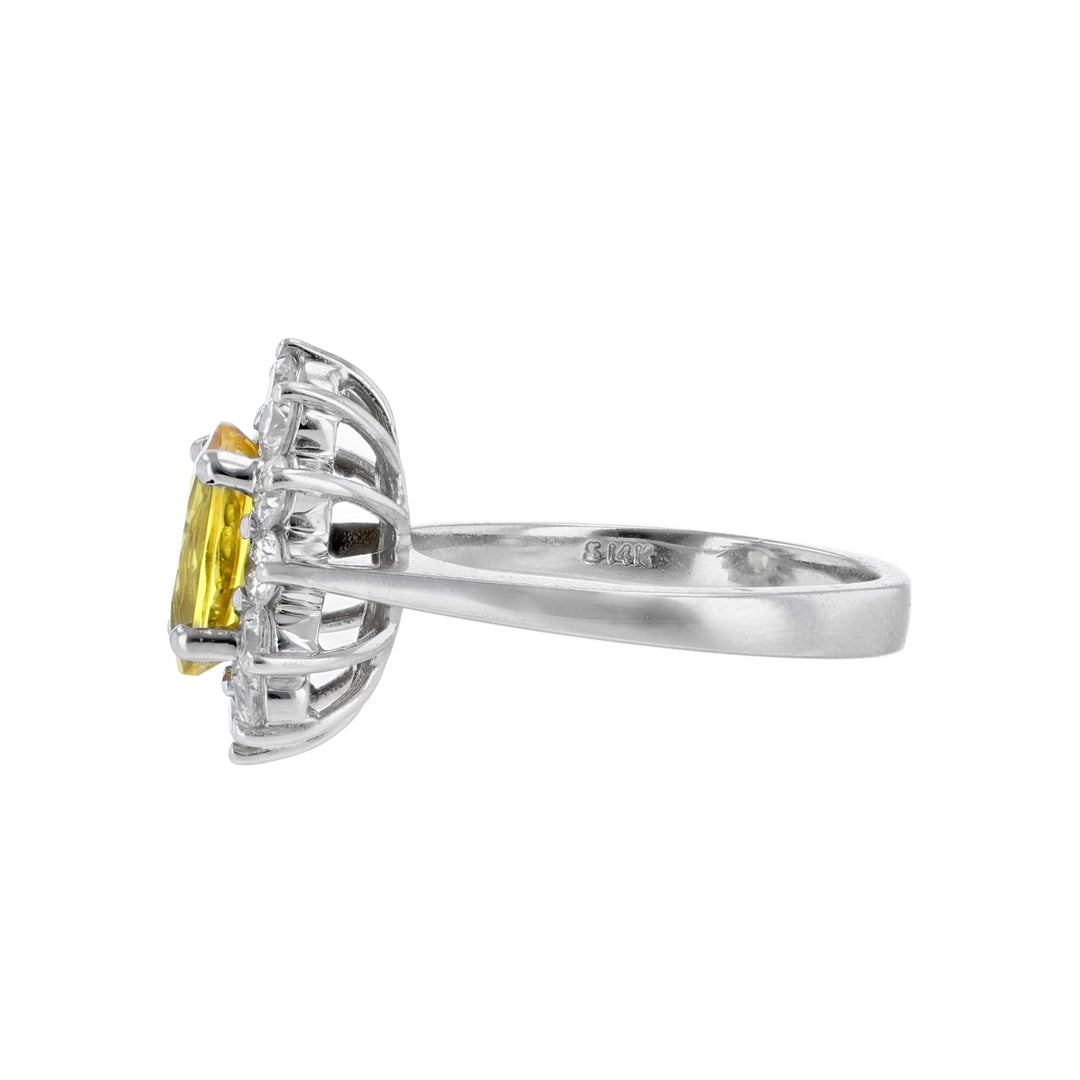 Yellow Sapphire Diamond Halo Ring