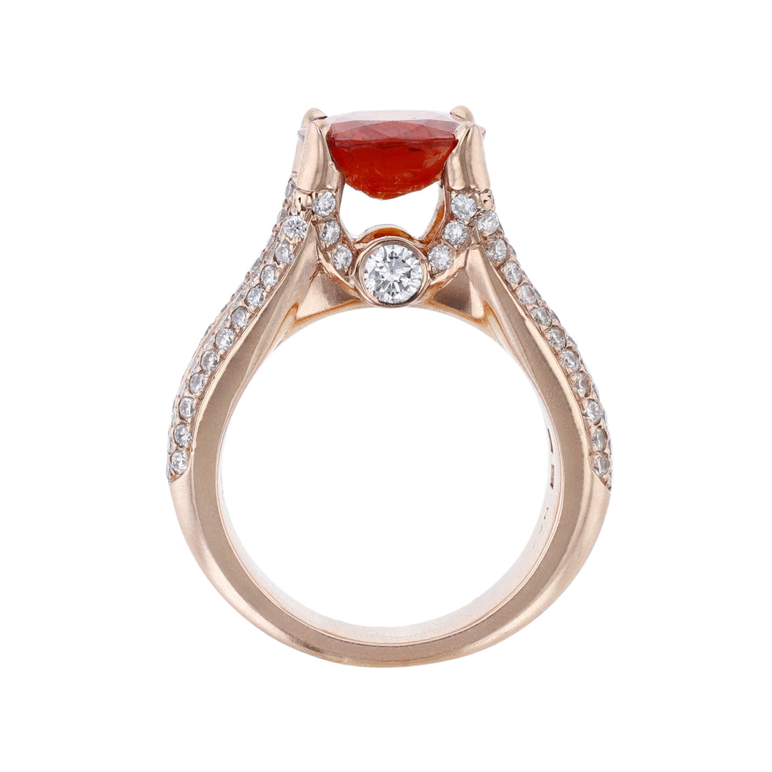 Oval Orange Sapphire Multi Row Diamond Ring
