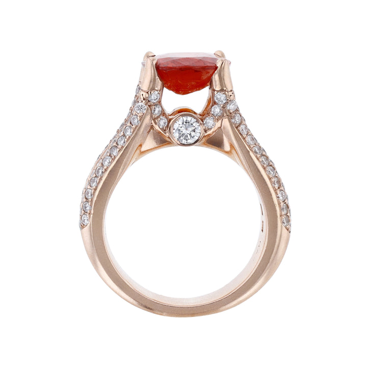 Oval Orange Sapphire Multi Row Diamond Ring