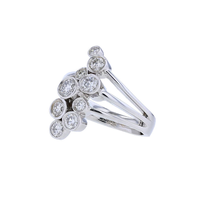 14K White Gold  Bezel Scatter Diamond Ring