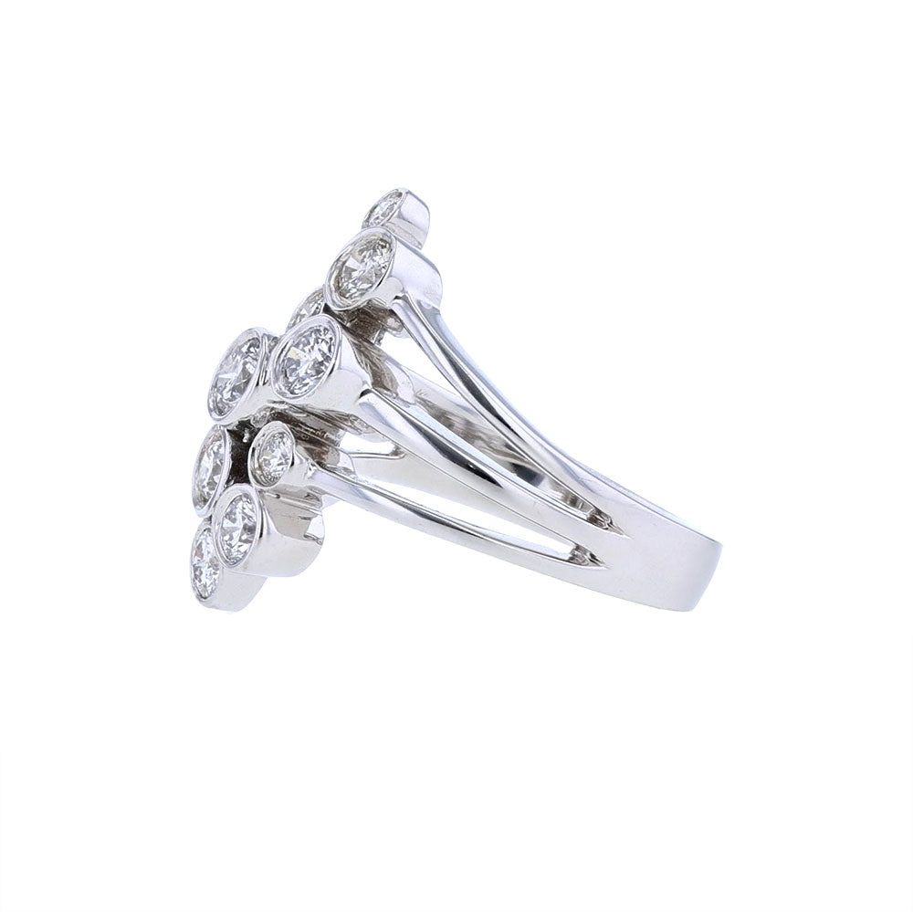 14K White Gold  Bezel Scatter Diamond Ring