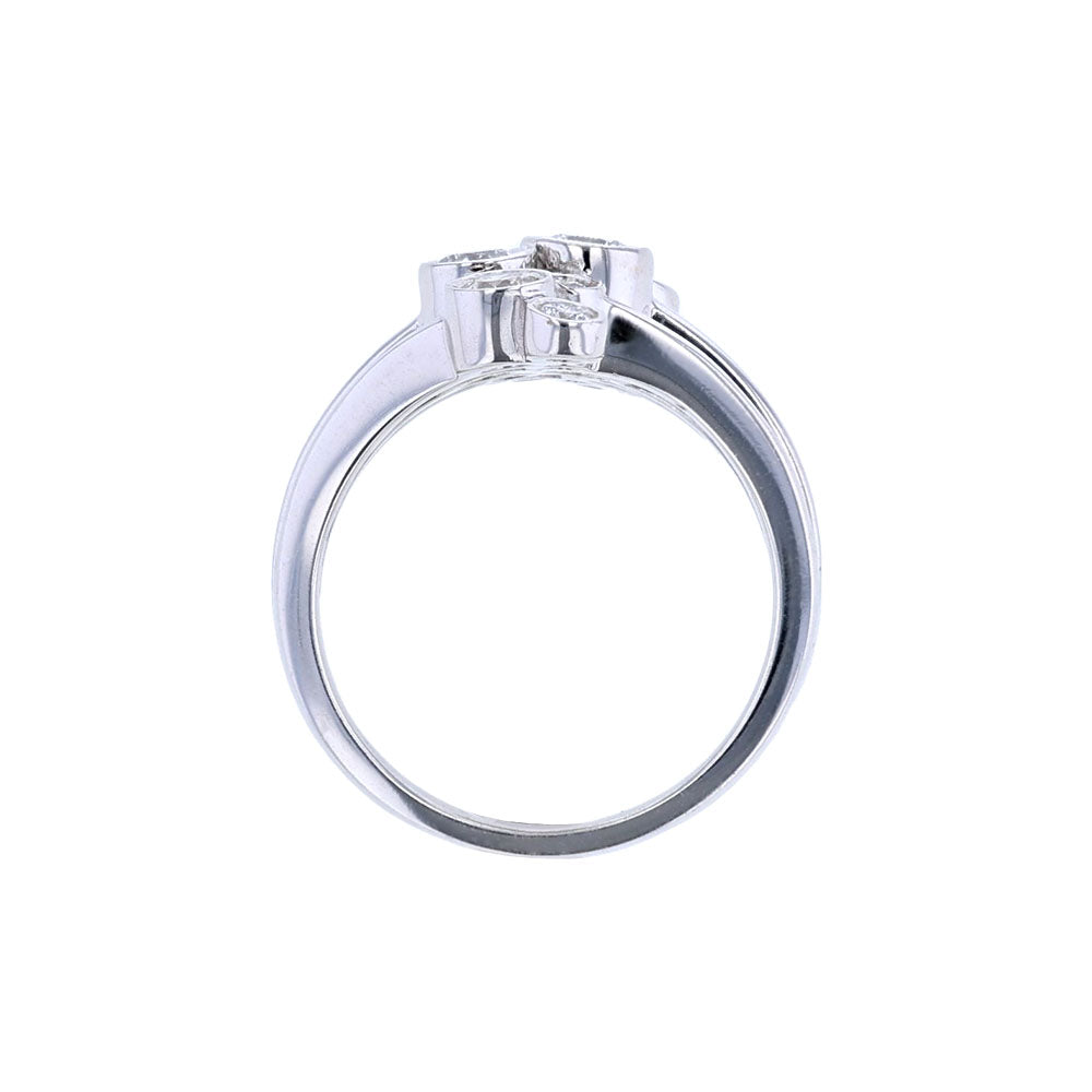 14K White Gold  Bezel Scatter Diamond Ring