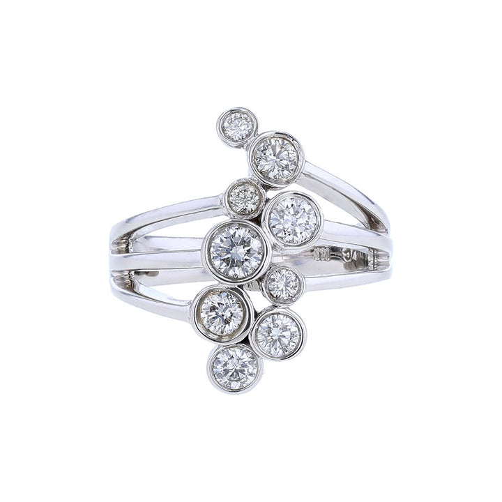 14K White Gold  Bezel Scatter Diamond Ring