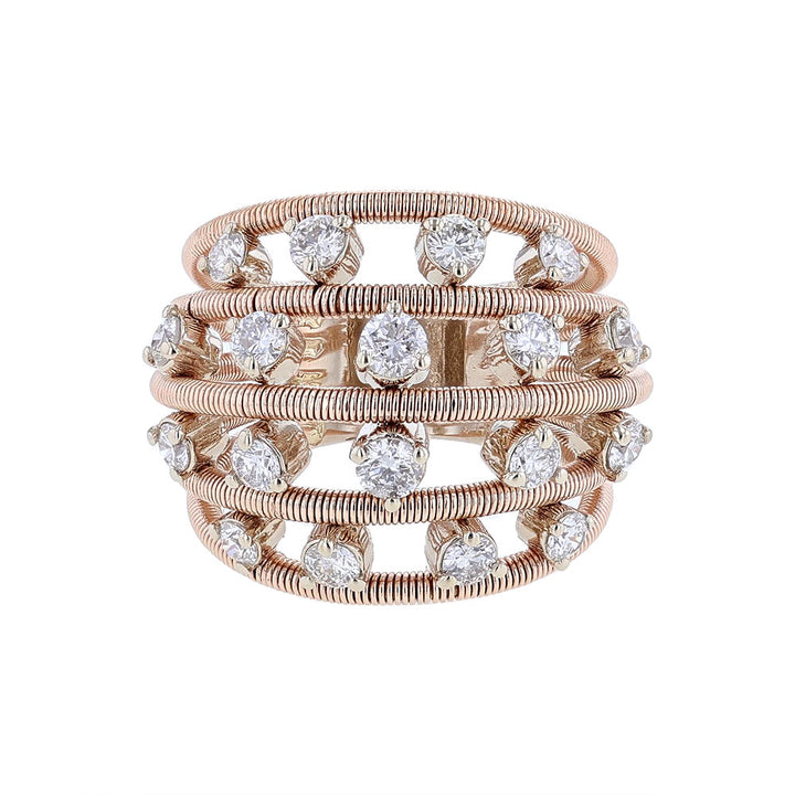 14K Rose Gold Scatter Diamond Row Ring