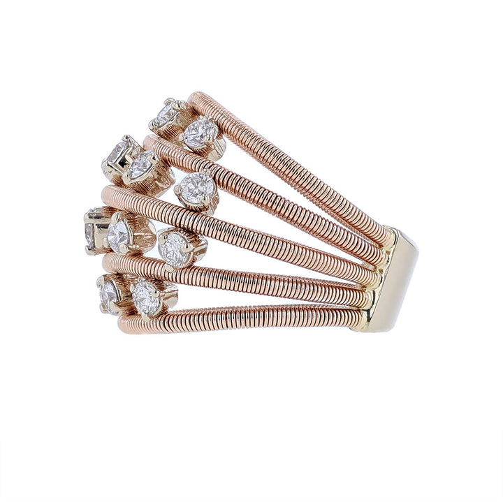 14K Rose Gold Scatter Diamond Row Ring