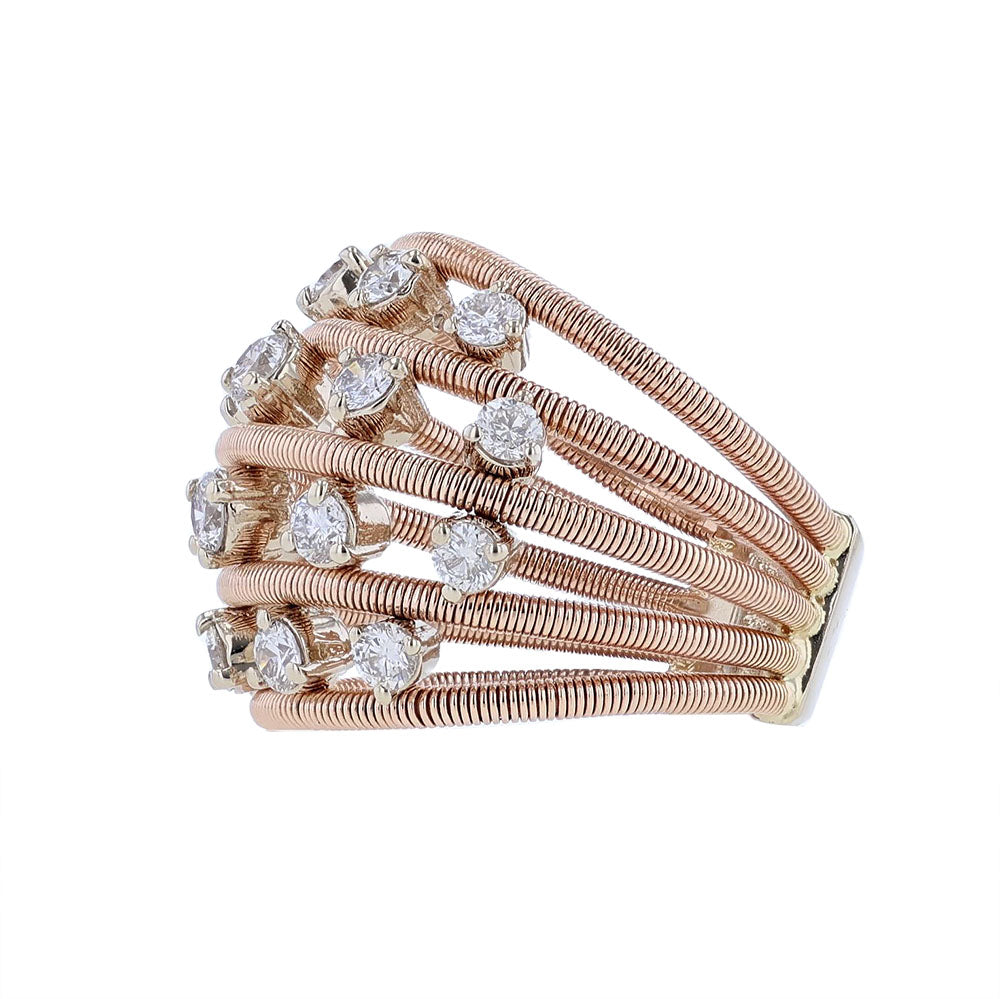 14K Rose Gold Scatter Diamond Row Ring