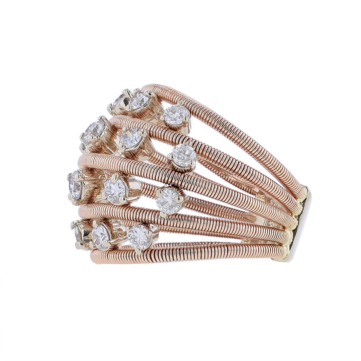 14K Rose Gold Scatter Diamond Row Ring