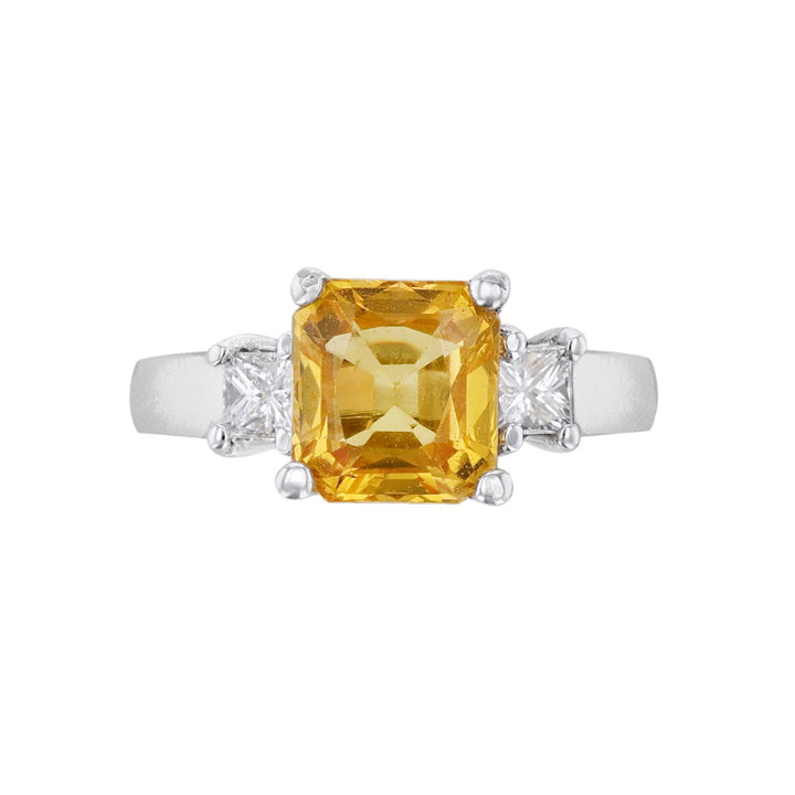 Princess Cut Yellow Sapphire Diamond Ring