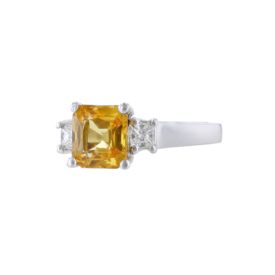 Princess Cut Yellow Sapphire Diamond Ring
