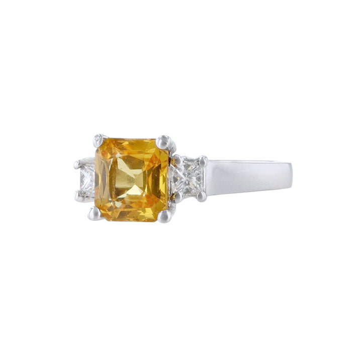 Princess Cut Yellow Sapphire Diamond Ring