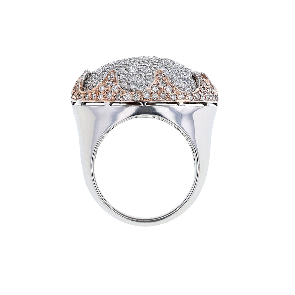 14K Rose Gold White Gold Pave Diamond Dome Ring