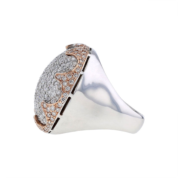 14K Rose Gold White Gold Pave Diamond Dome Ring