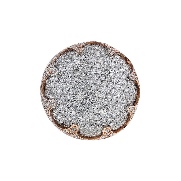 14K Rose Gold White Gold Pave Diamond Dome Ring