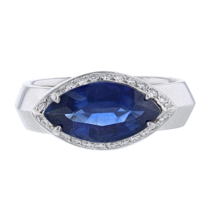 Platinum Blue Marquise Sapphire Diamond Ring